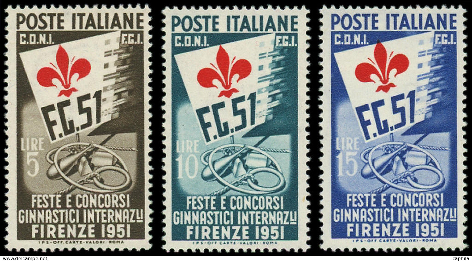 ** ITALIE - Poste - 599/601, Gymnastique - 1946-60: Nieuw/plakker