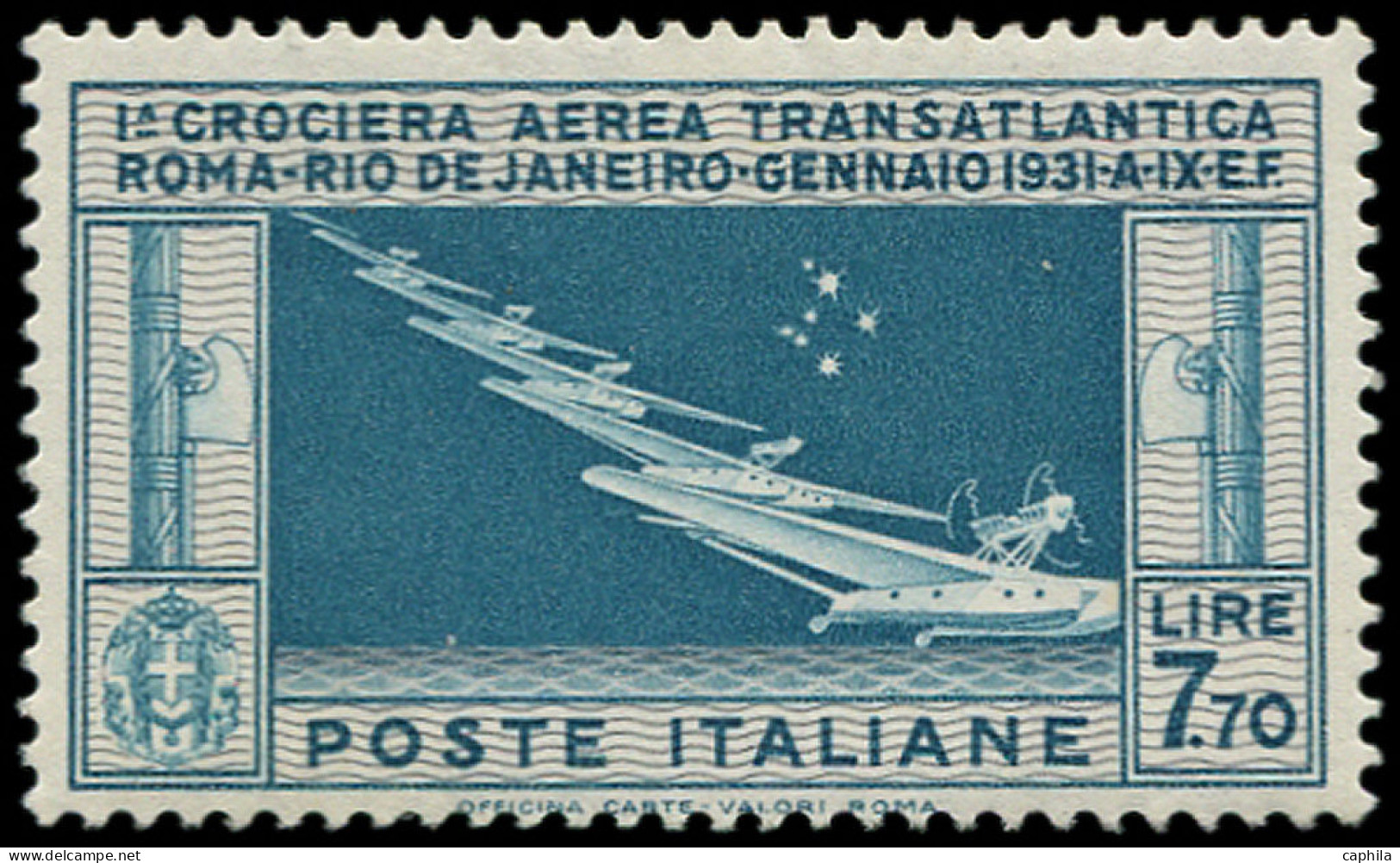 ** ITALIE - Poste Aérienne - 25a, "7" étoiles (Sas. 25A) - Airmail