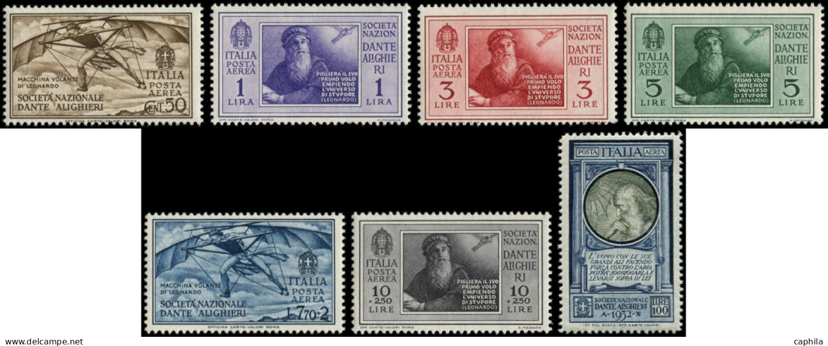 ** ITALIE - Poste Aérienne - 26/31A, Complet: Léonard De Vinci (Sas. A 26/31 + 41) - Airmail