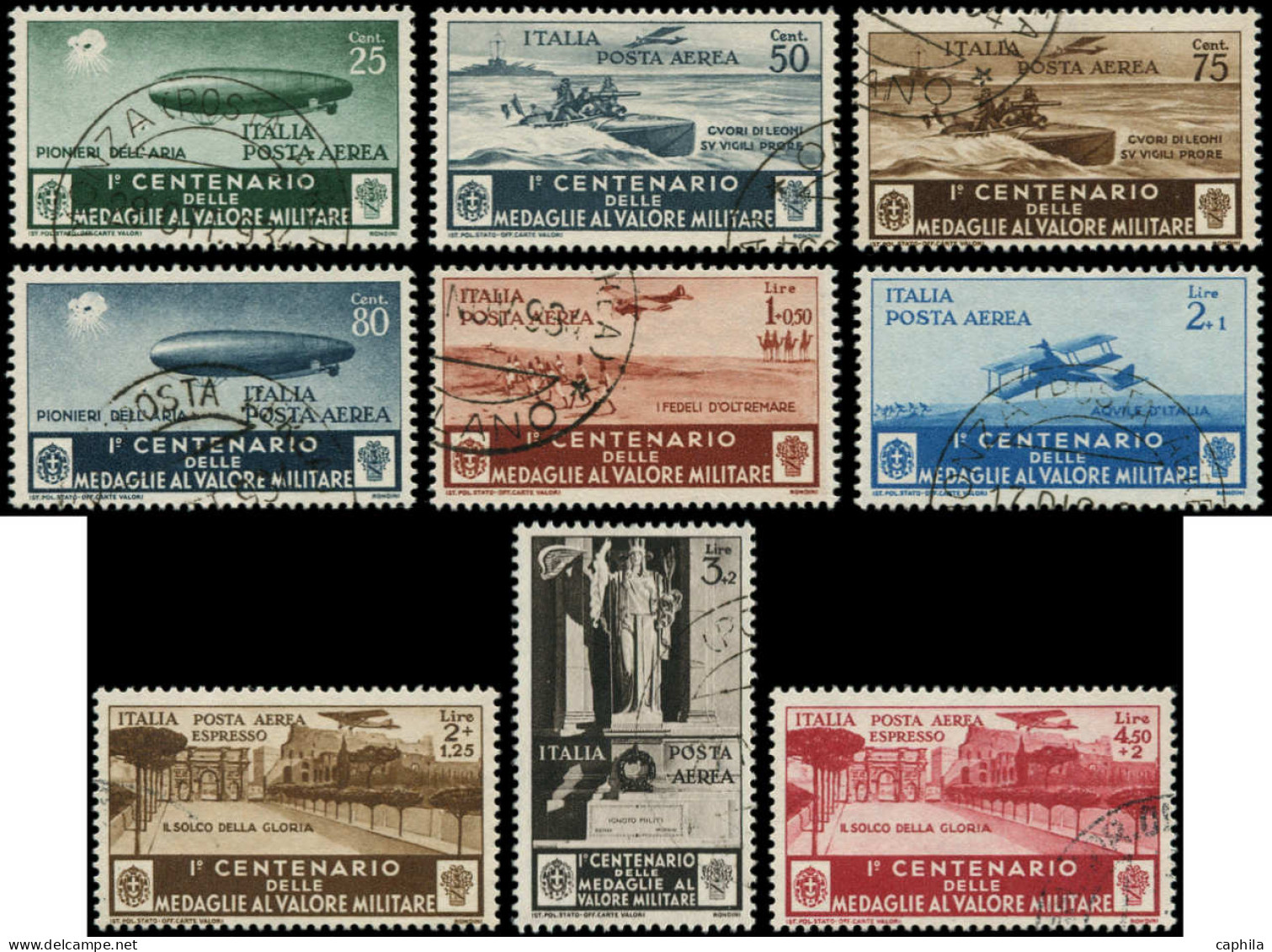 O ITALIE - Poste Aérienne - 69/77, Complet (Sas. 74/82) - Airmail
