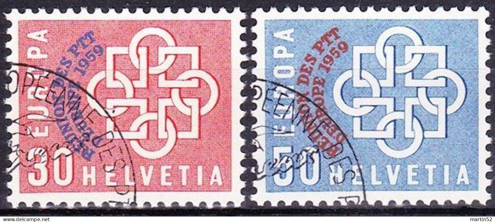 Schweiz Suisse 1959: Conférence PTT-Konferenz Zu 349-350 Mi 681-682 Yv 632-633 Mit ET-o Montreux (Zumstein CHF 10.00) - Used Stamps