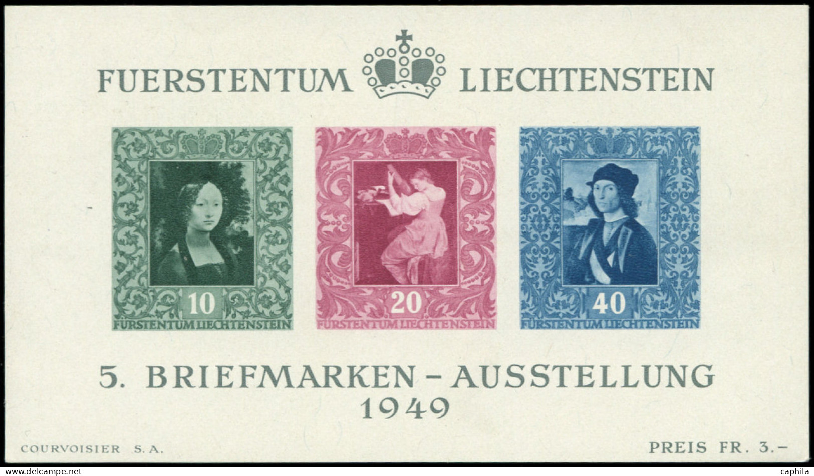 ** LIECHTENSTEIN - Blocs Feuillets - 8, Exposition Vaduz 1949, Tableaux - Autres & Non Classés