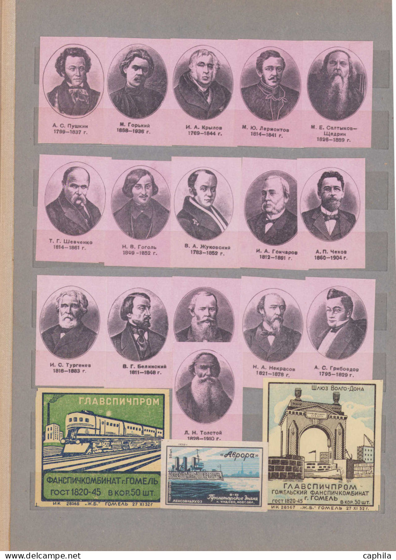 LOT RUSSIE - Lots & Collections - Lot de plus de 620 étiquettes, dont nombreuses proches du timbre émis