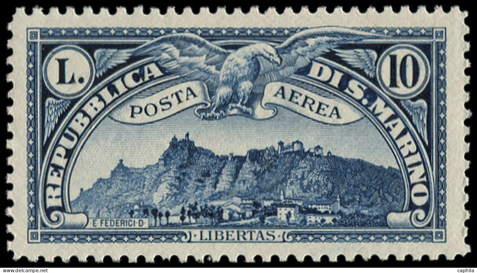 ** SAINT MARIN - Poste Aérienne - 10, Signé Roumet: Aigle - Airmail