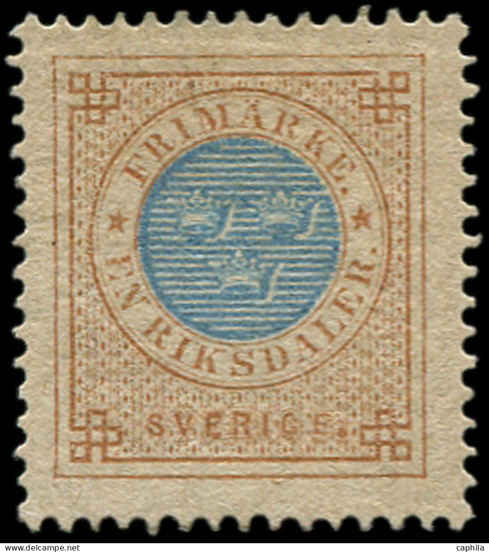 * SUEDE - Poste - 25 (B) Signé Diéna, TB Centrage: 1r. Bistre Et Bleu - Unused Stamps