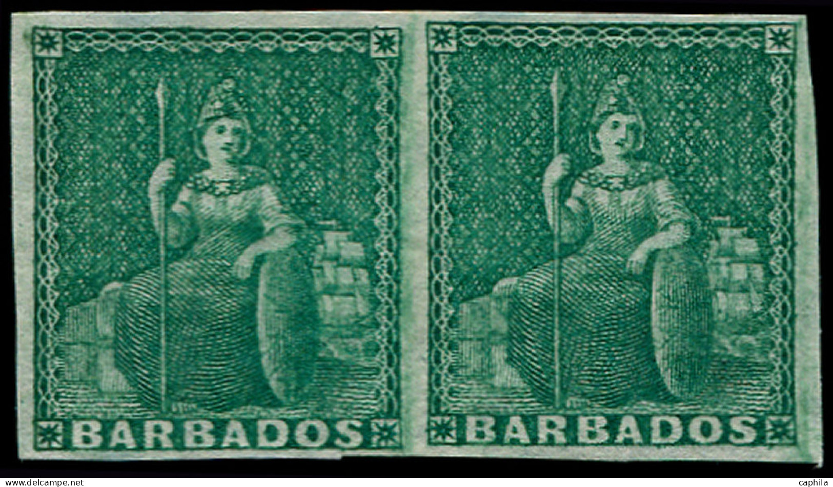 * BARBADE - Poste - 1, Paire Horizontale, TB, Avec Gomme: (1/2p) Vert - Barbados (1966-...)