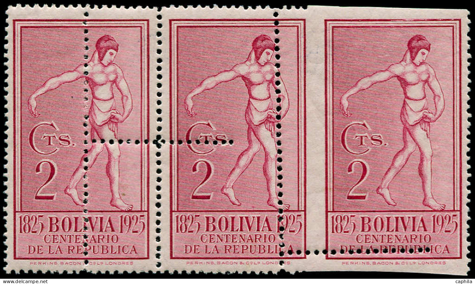 ** BOLIVIE - Poste - 132A, Bande De 3, Spectaculaire Piquage Anarchique: 2c. Semeur - Bolivie