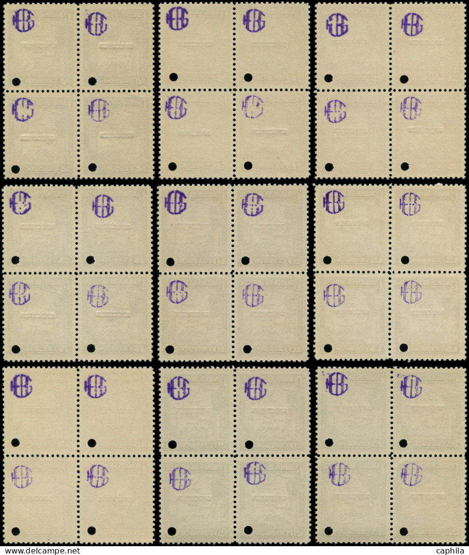 ** BOLIVIE - Poste - 190/203, Série Complète De 14 Blocs De 4 Avec Surcharge Rouge "spécimen"+ Perfo De Contrôle: Carte - Bolivia