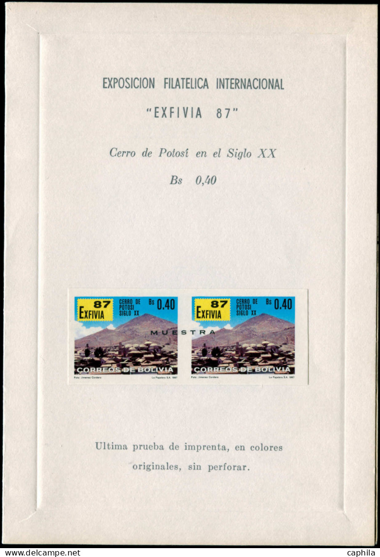 SPE BOLIVIE - Poste - 692, Paire Non Dentelée, Surcharge "Muestra", En Livret Officiel Des Postes: Mont Potosi - Bolivie