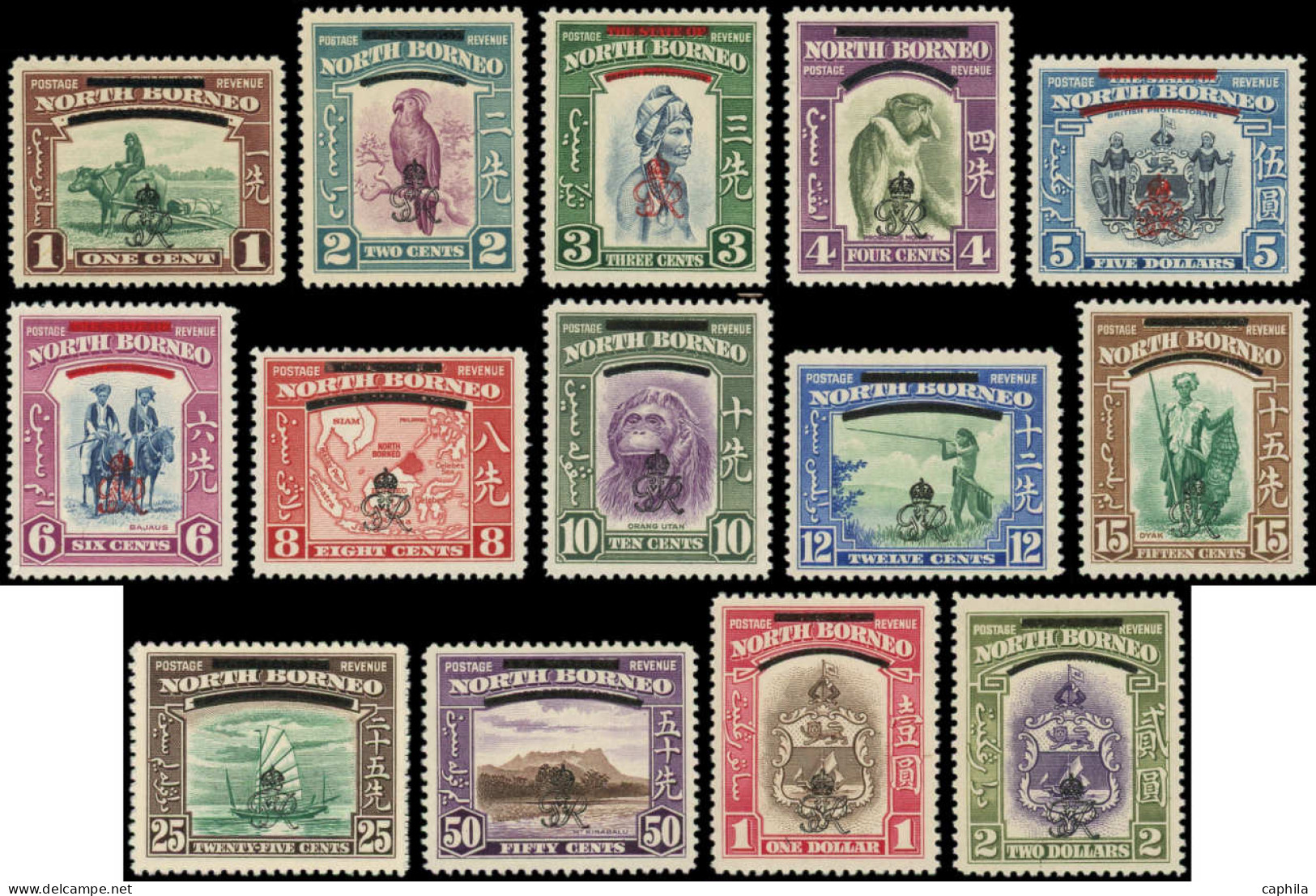 ** BORNEO NORD - Poste - 259/73, Complet 15 Valeurs - Bornéo Du Nord (...-1963)