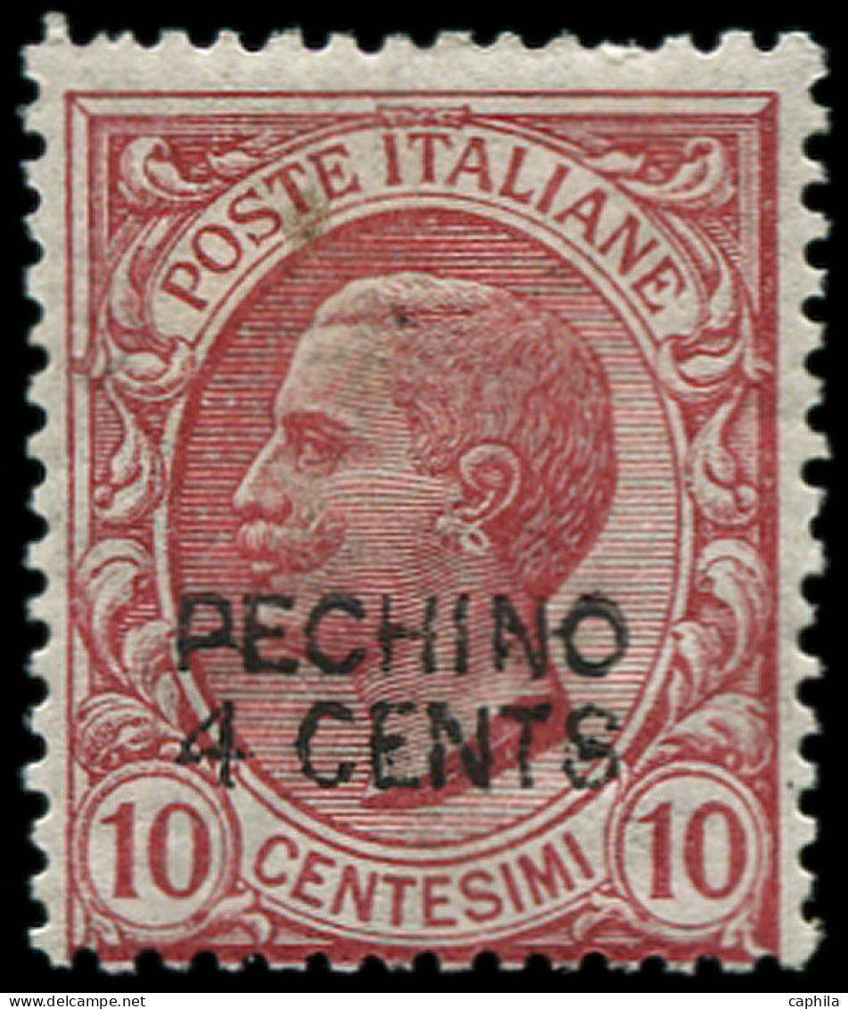 * CHINE B.ITALIENS - Poste - 3, Signé Scheller: 4c. S. 10c. Rose (Sas. 2) - Pekin