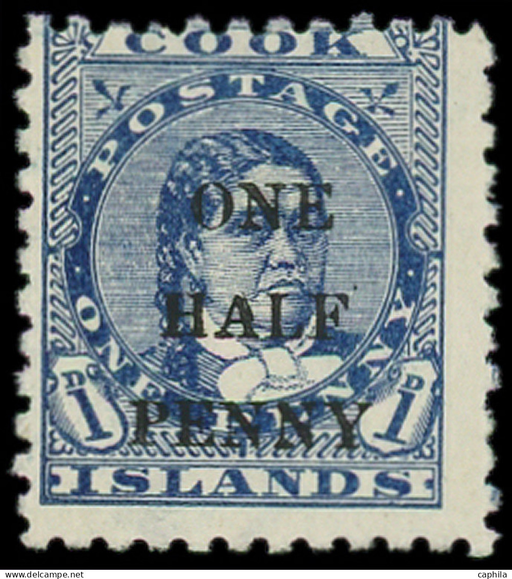 * COOK - Poste - 15, Surchargé: 1/2p. Sur 1p. Bleu - Cookinseln