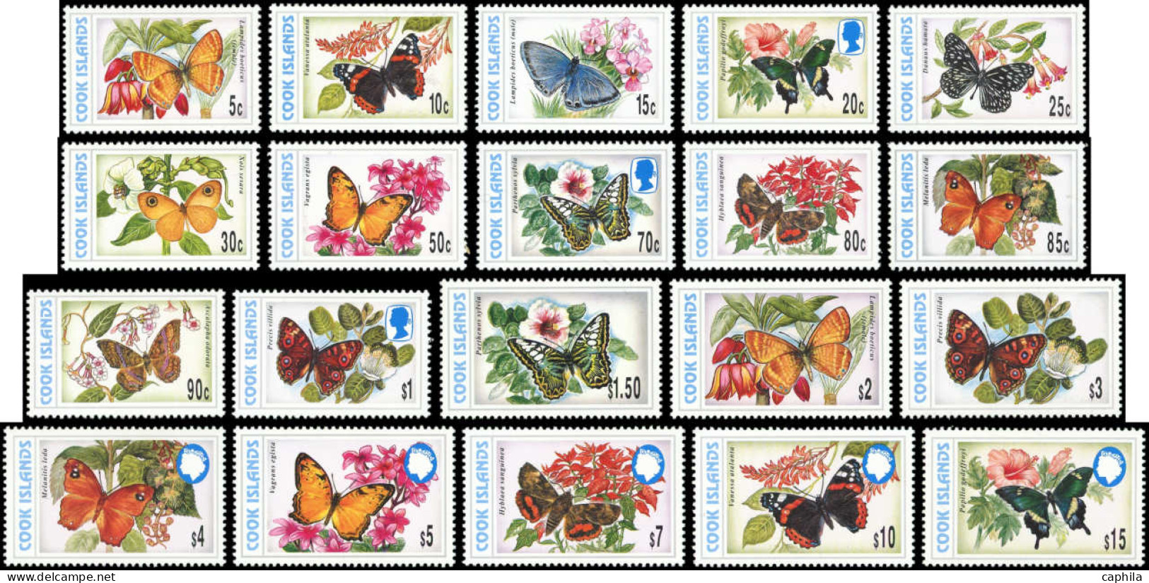 ** COOK - Poste - 1160/74 + 1176/80, Complet 20 Valeurs: Papillons - Cook Islands