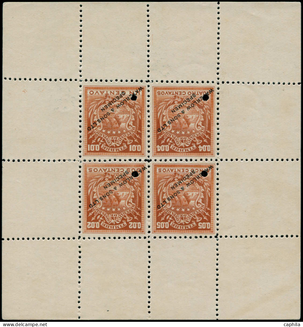 (*) COSTA RICA - Fiscaux Postaux - (1880/1900), Service 0.01/0.02/0.05, Feuillet Composite En Brun, Surcharge "spécimen  - Costa Rica