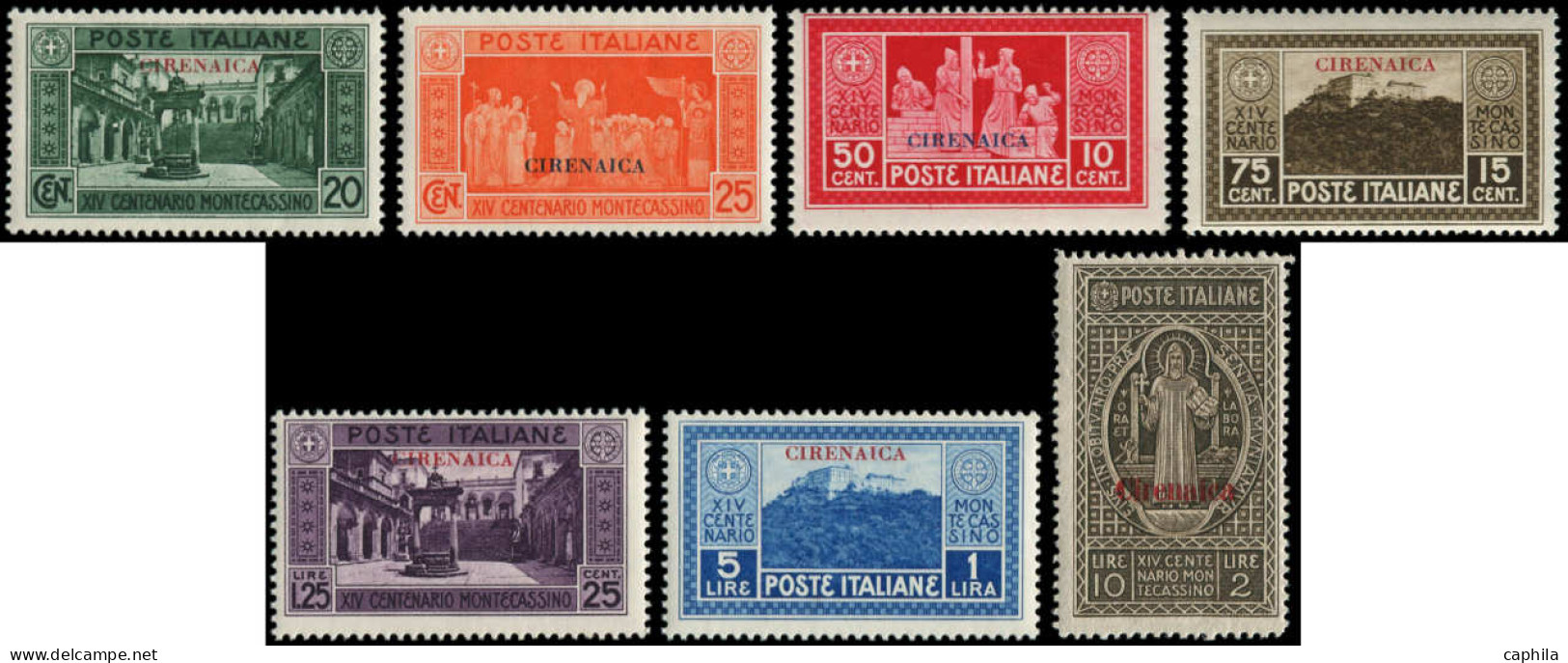 ** CYRENAIQUE - Poste - 52/58, Complet: Montecassino (Sas. 53/59) - Cirenaica