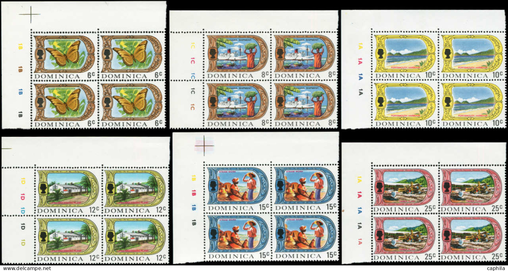 ** DOMINIQUE - Poste - 263/81, 19 Blocs De 4, Complet: Série Courante De 1969 - Dominicaine (République)