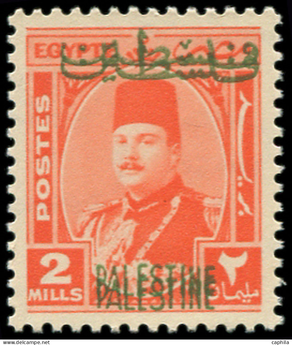 ** PALESTINE EGYPTIENNE - Poste - 9, Double Surcharge: 2m. Vermillon - Palestine