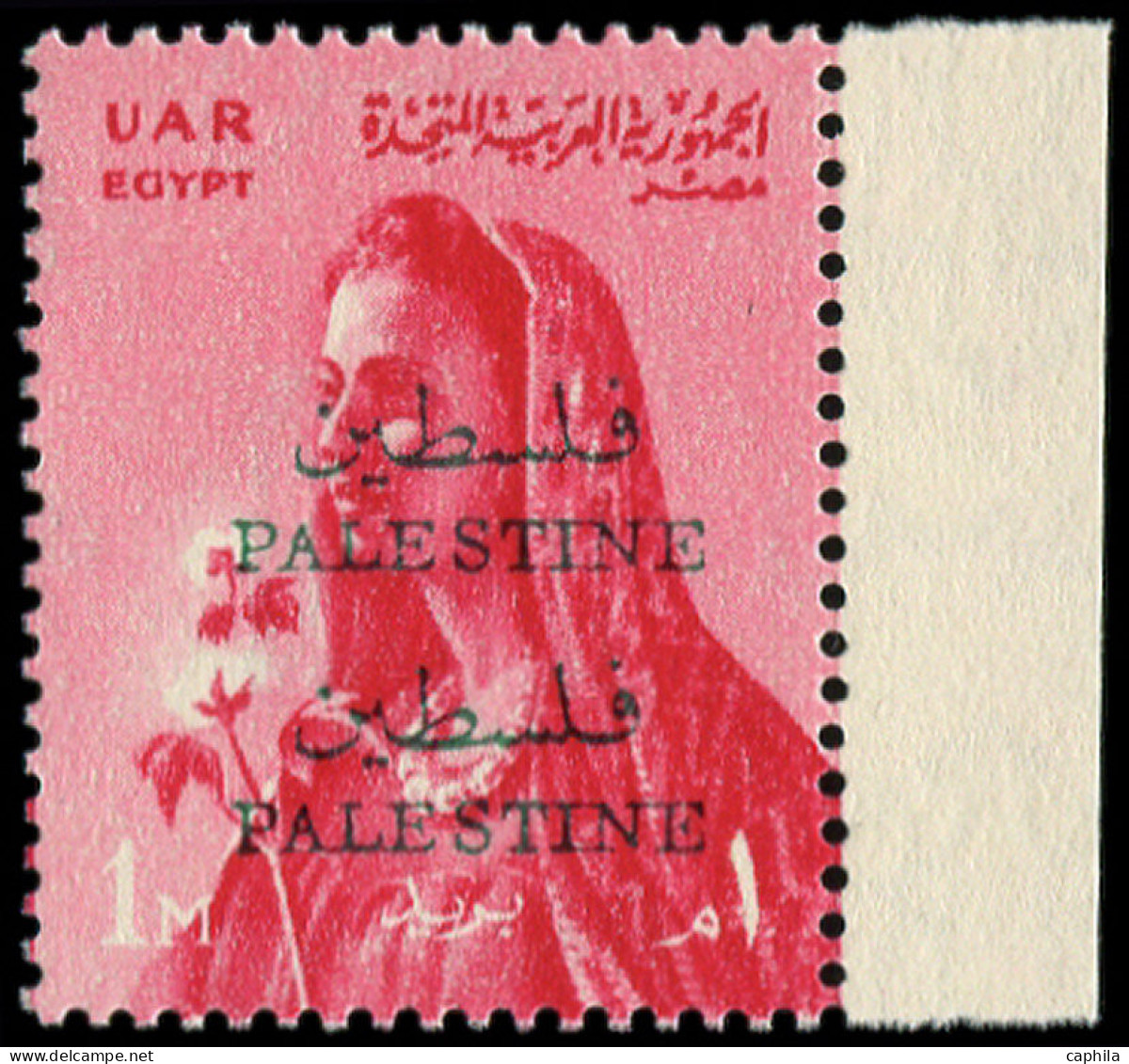 ** PALESTINE EGYPTIENNE - Poste - 61, Double Surcharge, Bdf: 1m. Rose - Palestine