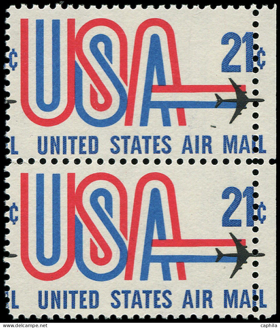 ** ETATS UNIS - Poste Aérienne - 72, Paire, Piquage Vertical Déplacé (C à Gauche): 21c. Avion - Other & Unclassified