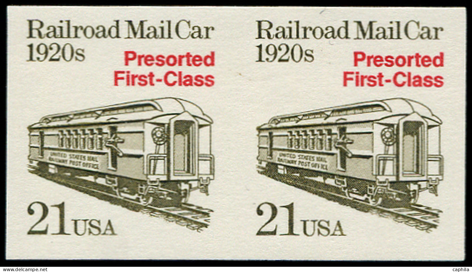** ETATS UNIS - Préoblitérés - 16, Paire Horizontale Non Dentelée: 21c. Wagon Train "First-Class" - Other & Unclassified