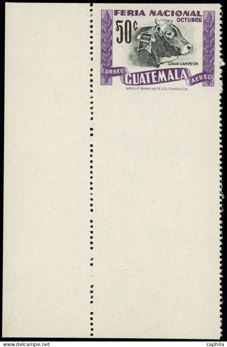 ** GUATEMALA - Poste Aérienne - 195, Non Dentelé Horizontal (tirage 50), Grand Bdf: 50c. Bovins - Guatemala