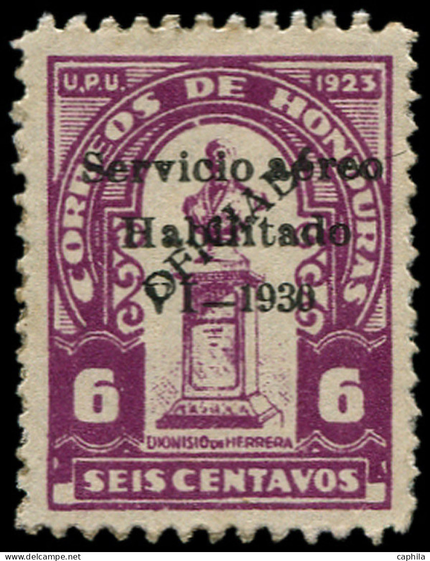 * HONDURAS - Poste Aérienne - 23, Surcharge Noire (tirage 100): 6c. Lilas - Honduras
