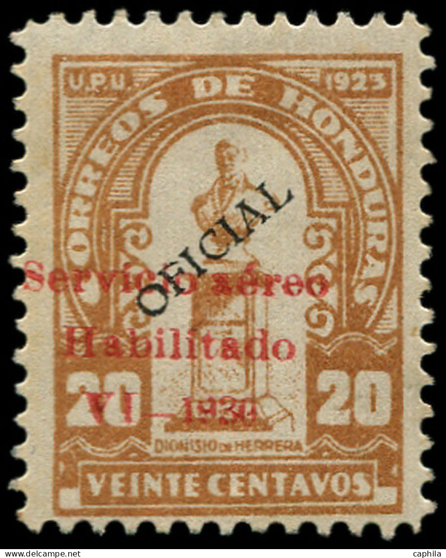 * HONDURAS - Poste Aérienne - 25, Surcharge Rouge (tirage 250): 20c. Brun - Honduras