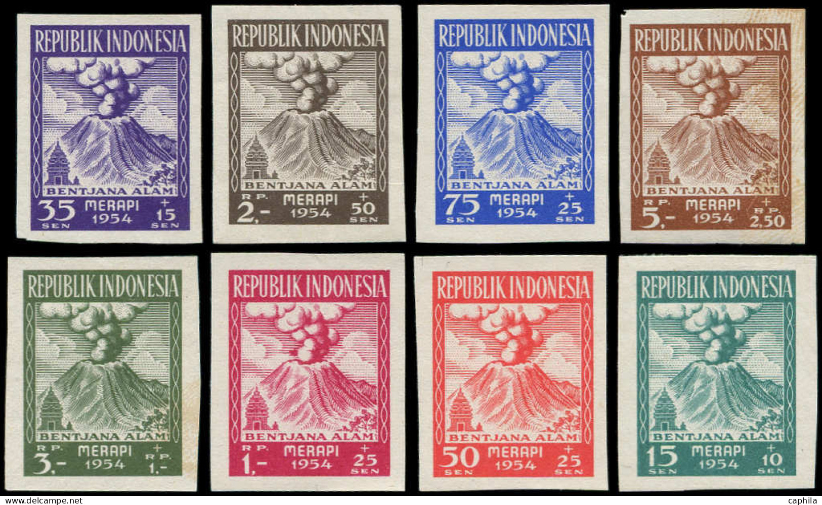 (*) INDONESIE - Poste - 74/81, Non Dentelés, Complet (toujours Sans Gomme): Volcan Merapi - Indonésie