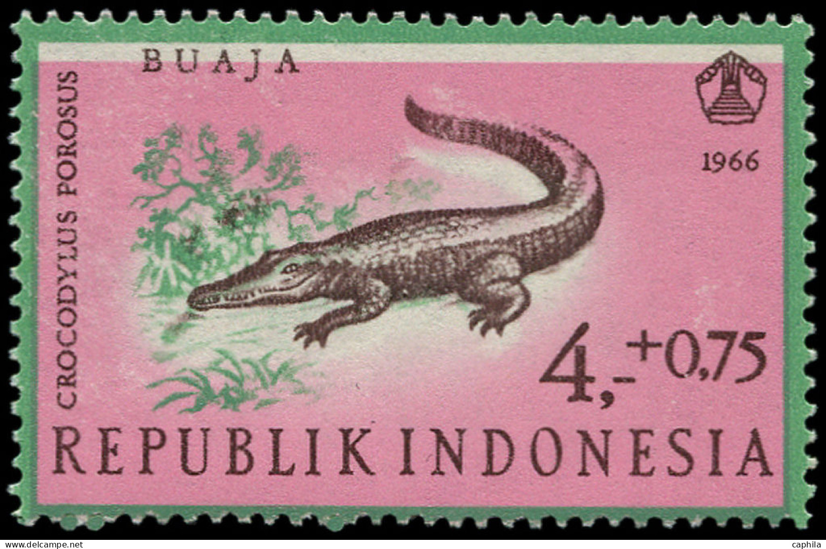 ** INDONESIE - Poste - 496, Non émis Fond Rose Au Lieu De Brun: 4+ 0,75 Crocodile - Indonésie