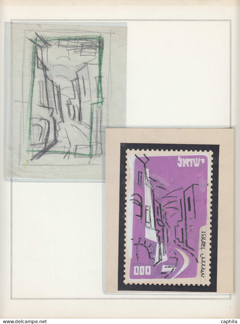 EPA ISRAEL - Lots & Collections - Pa. 18/26, collection spécialisée de 16 dessins et gouaches originaux (+ 1 photo), maq