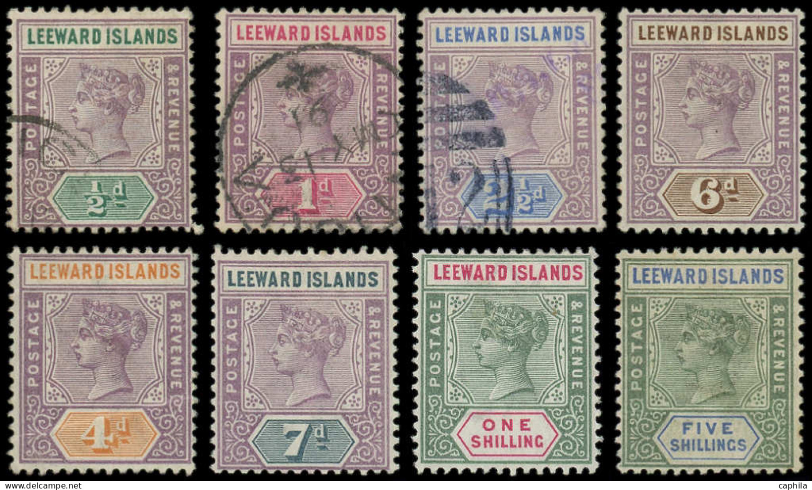 * LEEWARD - Poste - 1/8, Complet 8 Valeurs (1/3 Obl + 4 Pli) - Leeward  Islands
