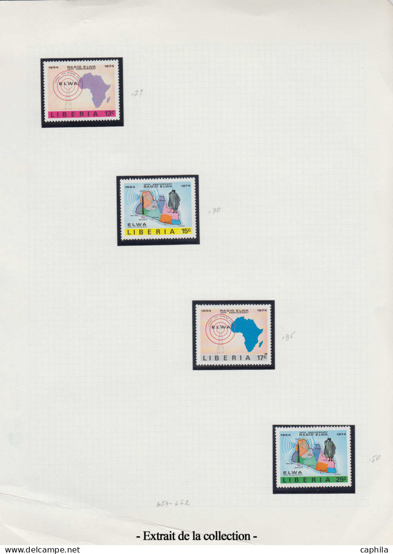 ** LIBERIA - Lots & Collections - 1940/1972, collection sur feuilles d'album dont belles variétés (centres manquants/ess