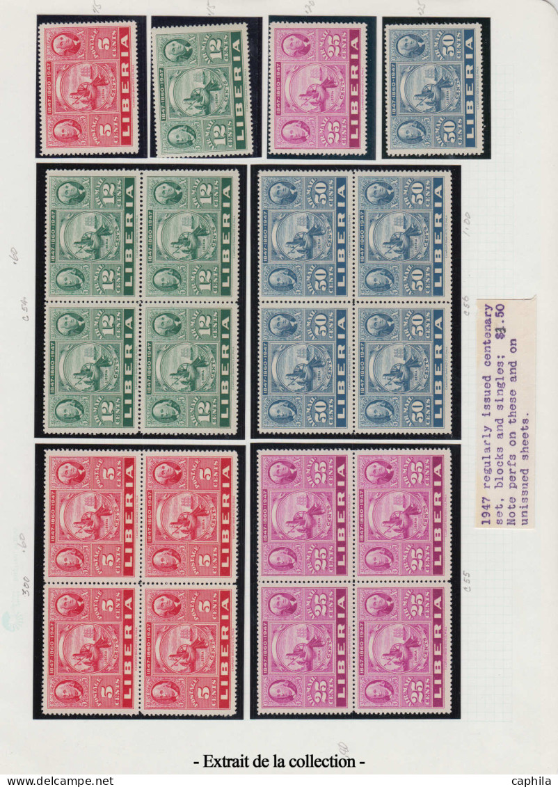 ** LIBERIA - Lots & Collections - 1940/1972, collection sur feuilles d'album dont belles variétés (centres manquants/ess