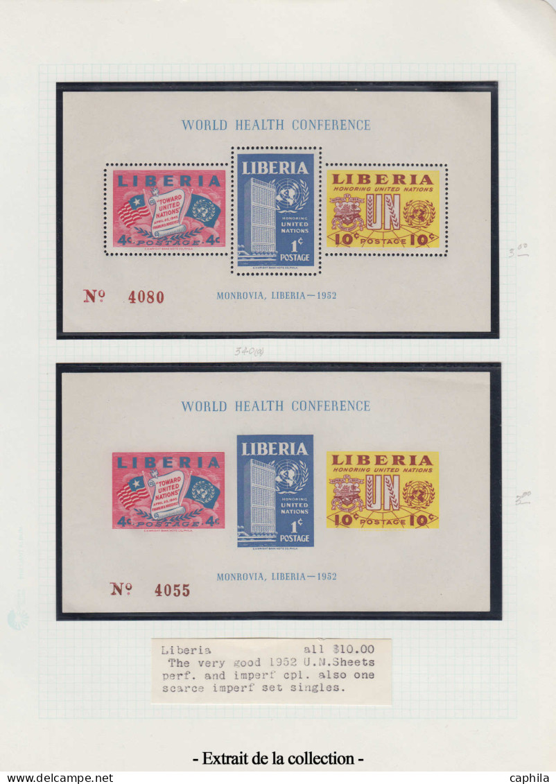 ** LIBERIA - Lots & Collections - 1940/1972, collection sur feuilles d'album dont belles variétés (centres manquants/ess