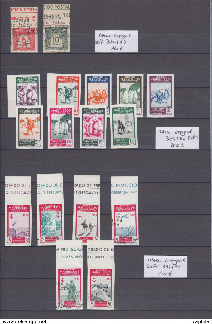 LOT MAROC GB BUREAUX - Lots & Collections - Collection de non dentelés, 1946/1955, **,*, Obl, certains rousseurs habitue