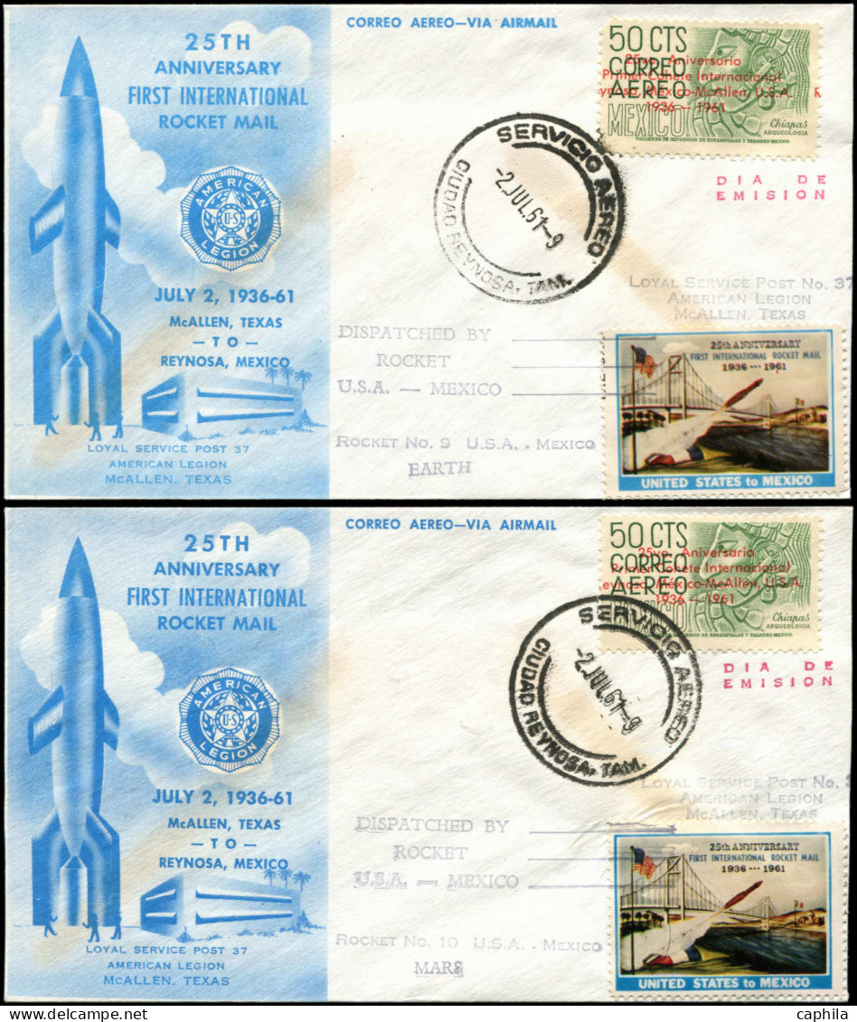 FDC MEXIQUE - Poste Aérienne - Michel III, 5 FDC (Roket N° 61 7/8/9/10: 25ème An. De La Première Rocket (Lollini) - Mexique