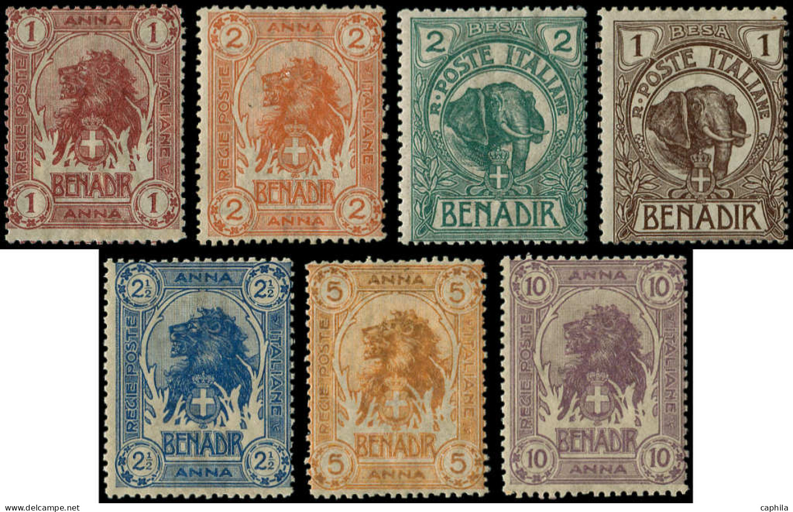 * SOMALIE ITALIENNE - Poste - 1/7, Complet 7 Valeurs: Eléphant, Lion (Sas. 1/7) - Somalie