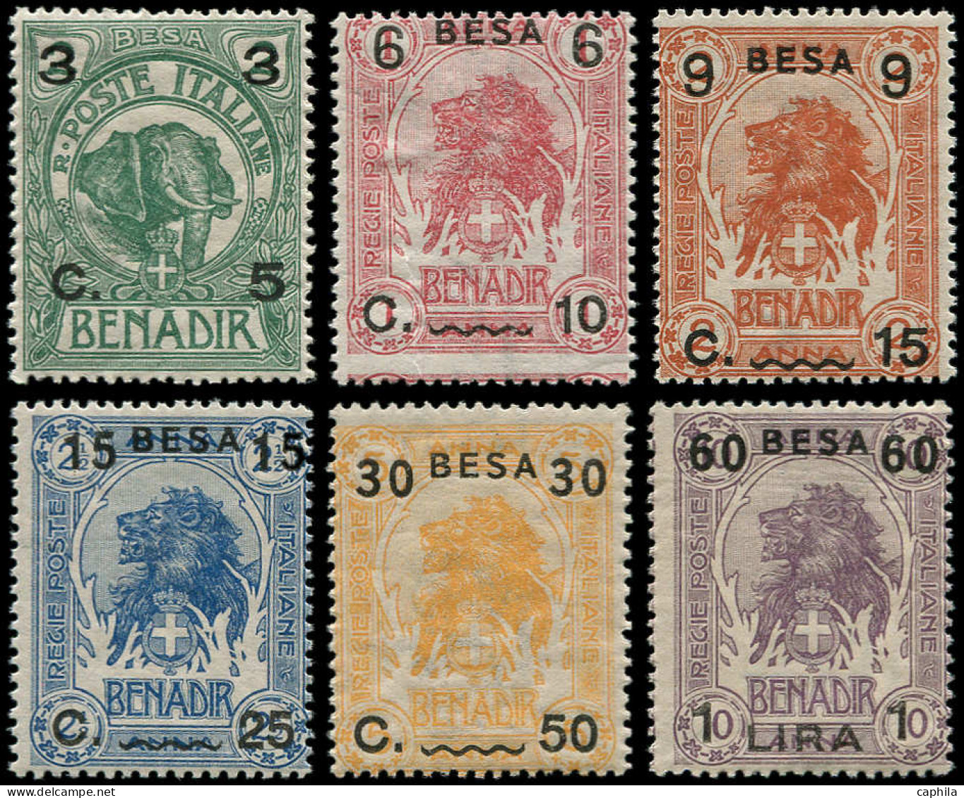 ** SOMALIE ITALIENNE - Poste - 24/29, Eléphant, Lion (Sas. 24/9) - Somalie