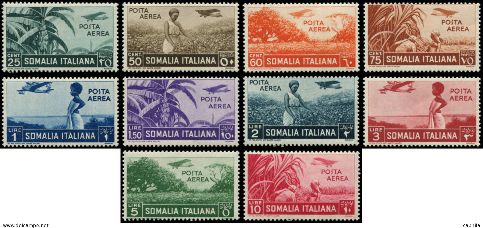 * SOMALIE ITALIENNE - Poste Aérienne - 18/27, Complet (Sas. 17/26) - Somalie