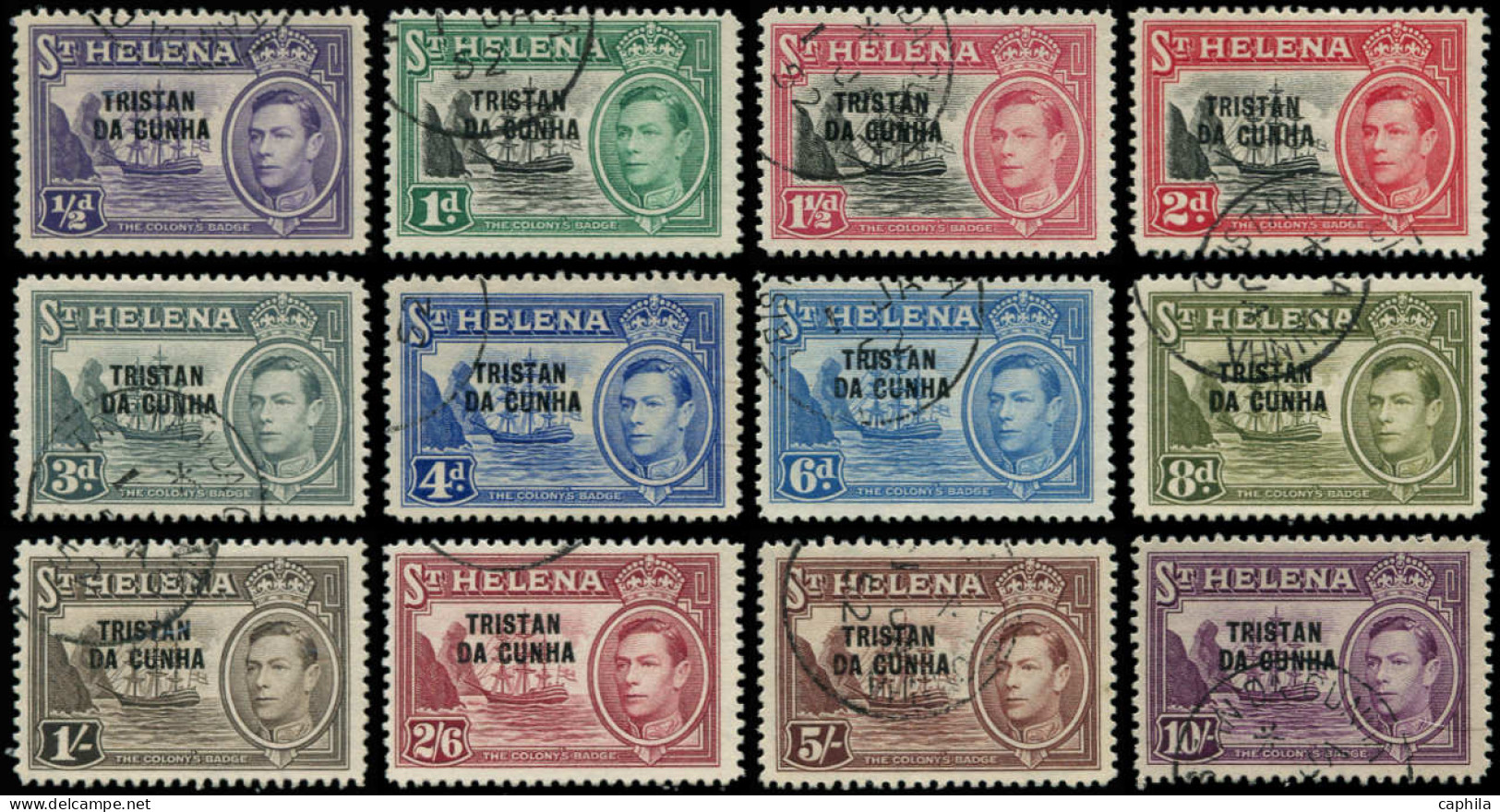 O TRISTAN DA CUNHA - Poste - 1/12, Complet 12 Valeurs: George VI - Tristan Da Cunha