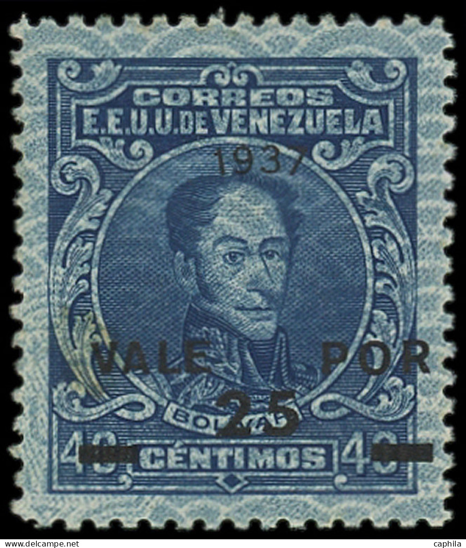 * VENEZUELA - Poste - 183, Type II, Légère Tache Jaune: 25c. Sur 40c. Bleu Foncé - Venezuela