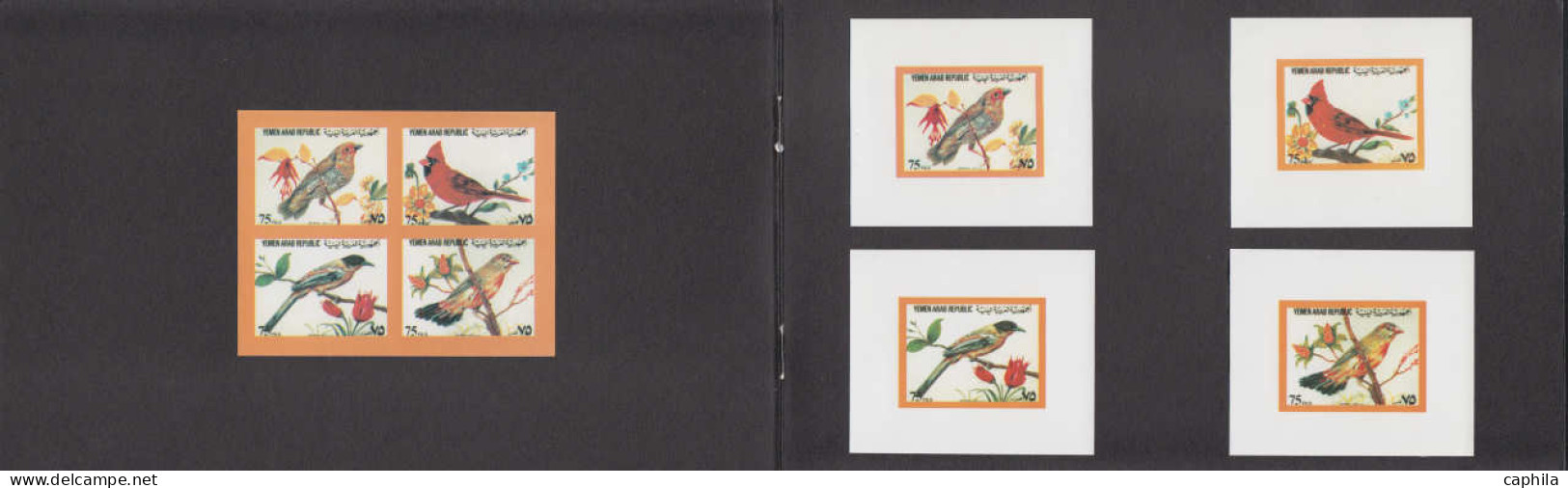 EPA YEMEN - Poste - Non émis, Oiseaux (horizontaux), 8 Exemplaires à L'unité + 2 Feuillets De 4 Dans 2 Livrets. - Yémen