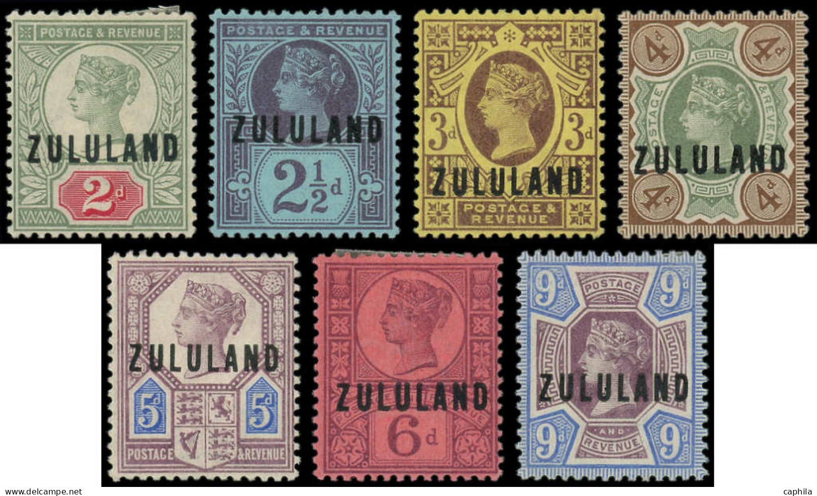 * ZOULOULAND - Poste - 3/9, 7 Valeurs: Timbres De Grande Bretagne Surchargés - Zululand (1888-1902)