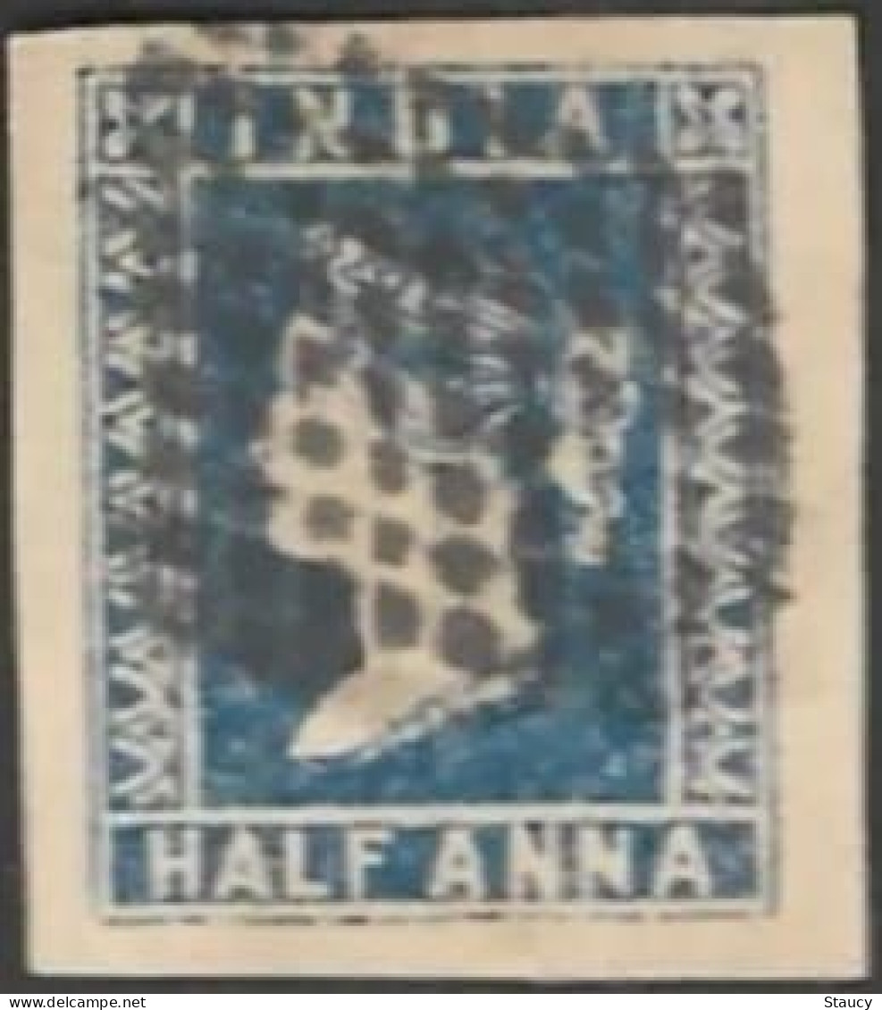 British India 1854 QV 1/2a Half Anna Litho/ Lithograph Stamp "LOWER FRAME BROKEN" As Per Scan - Sonstige & Ohne Zuordnung