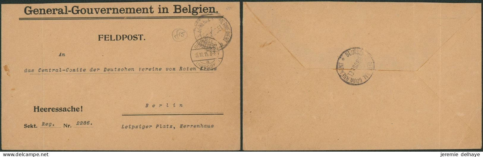 Lettre à En-tête "General Gouvernement In Belgien" (Feldpost) Expédié De Bruxelles (1915) > Berlin - Armée Allemande