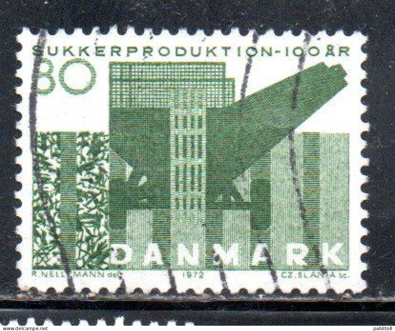 DANEMARK DANMARK DENMARK DANIMARCA 1972 CENTENARY OF DANISH SUGAR PRODUCTION 80o USED USATO OBLITERE' - Used Stamps