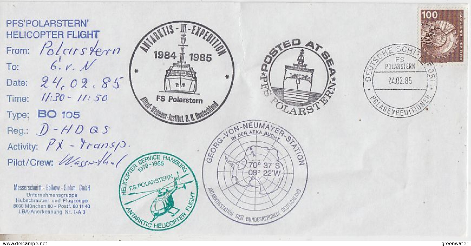 Germany Heli Flight From Polarstern To Georg Von Neumayer 24.02.1985 (FAR165) - Vols Polaires