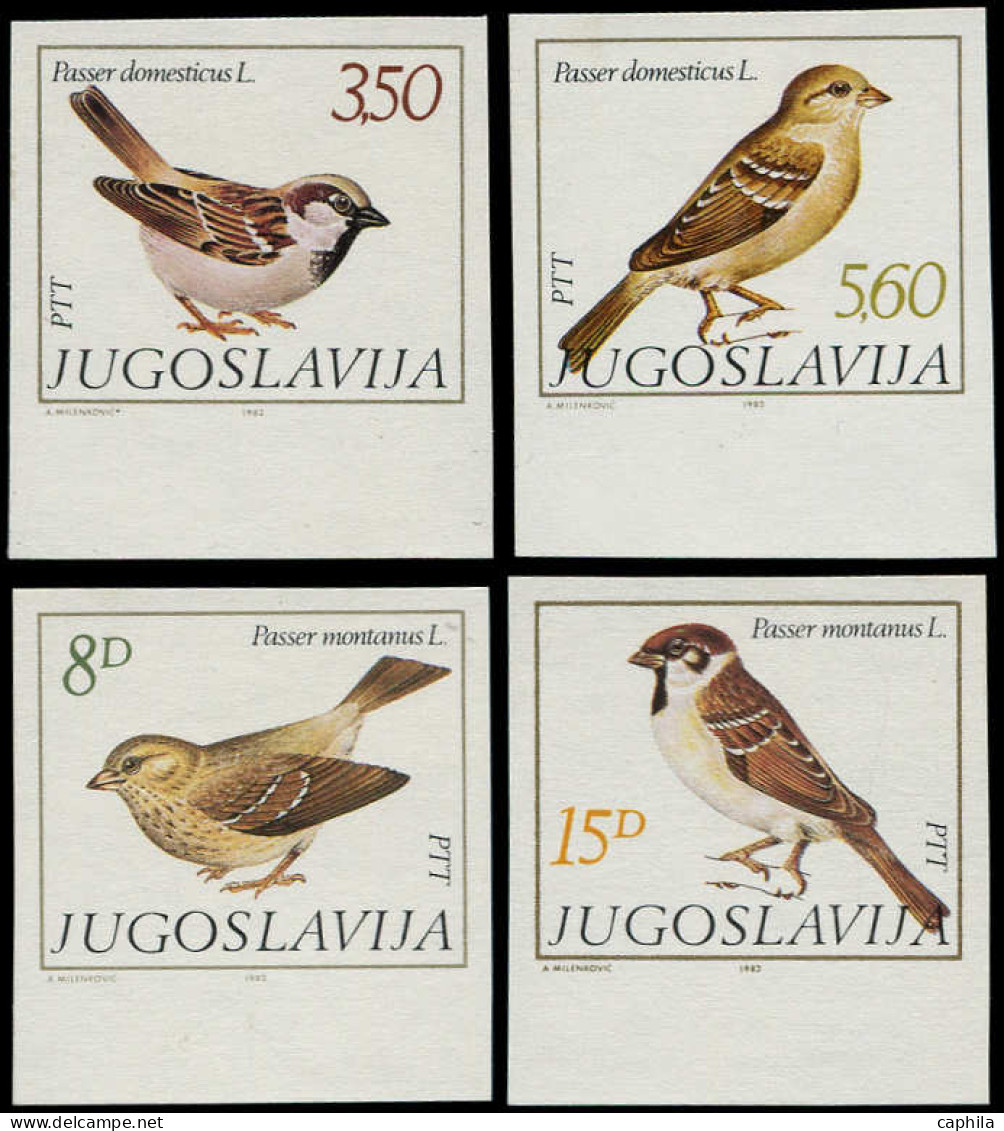 ** Oiseaux - Poste - Yougoslavie, Yvert 1811/14, Non Dentelés, Bdf: Oiseaux - Other & Unclassified