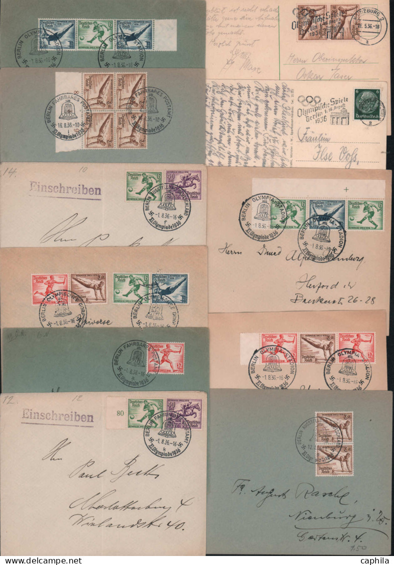 LET Jeux Olympiques - Lots & Collections - Allemagne (1936), Berlin, collection de 148 Documents, lettre, cachets, série