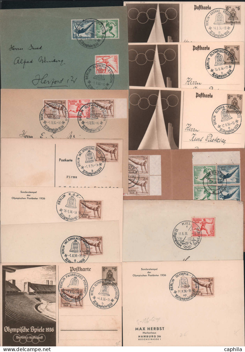 LET Jeux Olympiques - Lots & Collections - Allemagne (1936), Berlin, collection de 148 Documents, lettre, cachets, série
